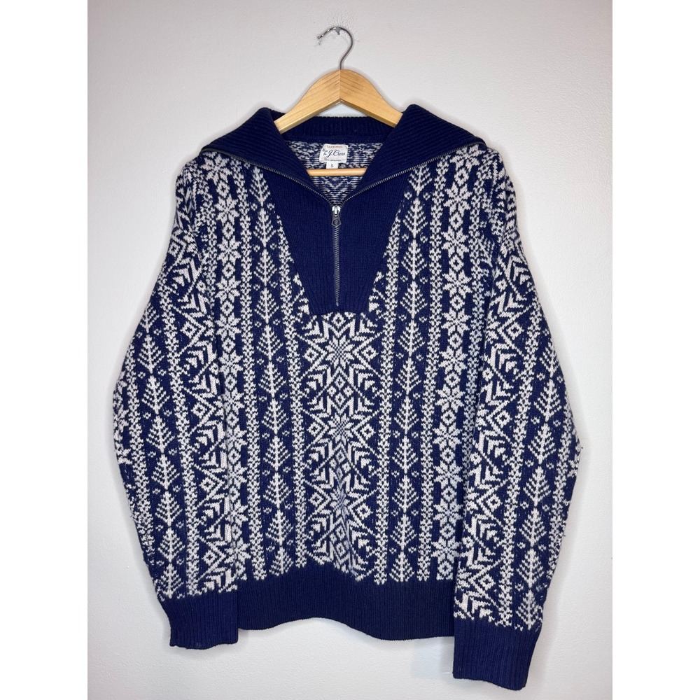 J. Crew Lambswool Nordic Quarter Zip Sweater Men's Small